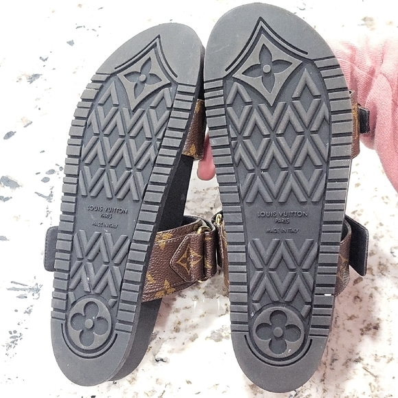 Louis Vuitton Dark Brown Monogram Slides - Picture 2 of 3